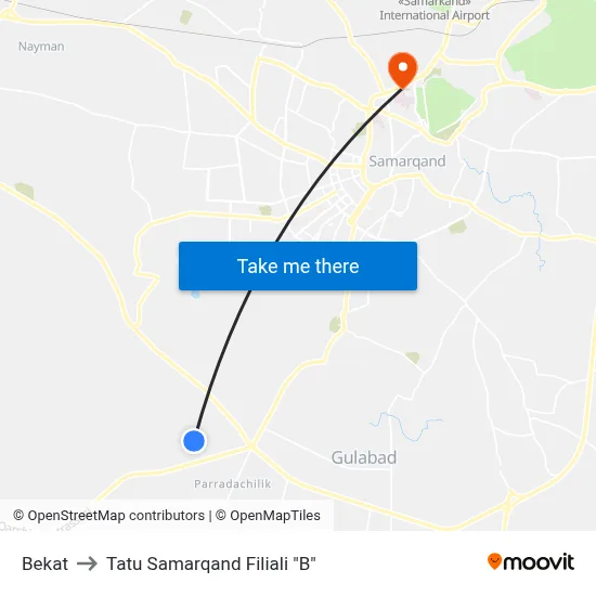 Bekat to Tatu Samarqand Filiali "B" map