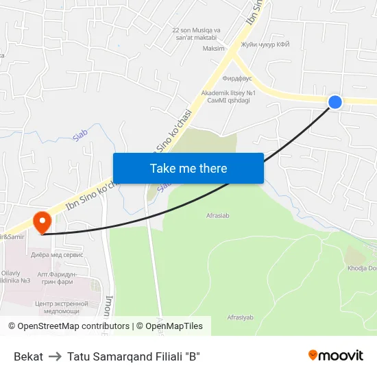 Bekat to Tatu Samarqand Filiali "B" map