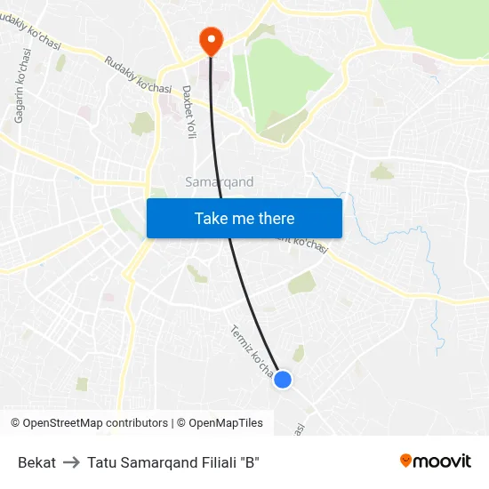 Bekat to Tatu Samarqand Filiali "B" map