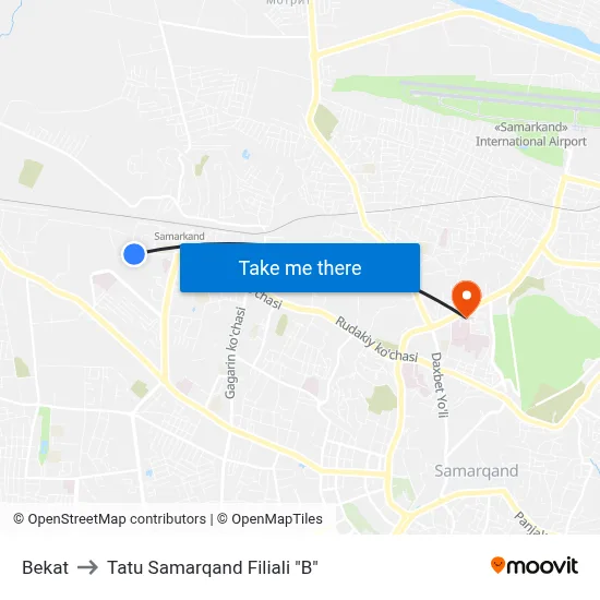 Bekat to Tatu Samarqand Filiali "B" map