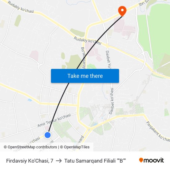 Firdavsiy Ko'Chasi, 7 to Tatu Samarqand Filiali ""B"" map