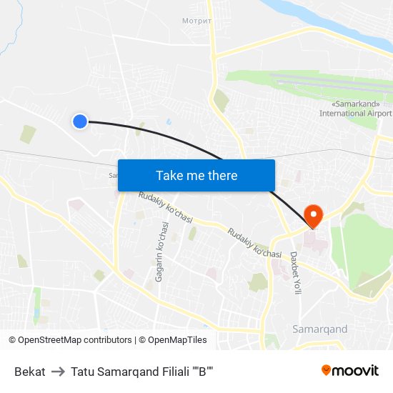 Bekat to Tatu Samarqand Filiali ""B"" map