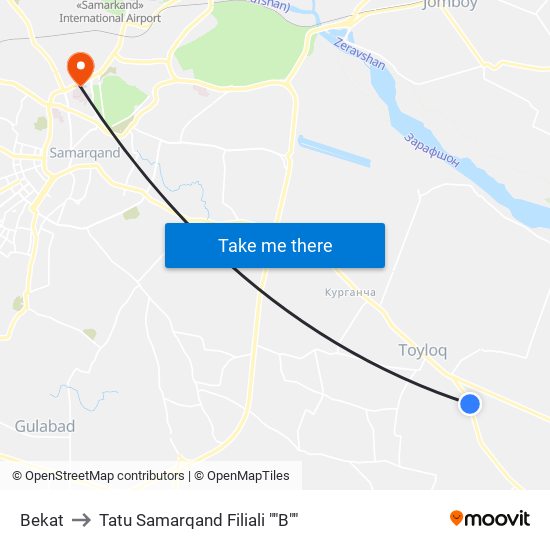 Bekat to Tatu Samarqand Filiali ""B"" map