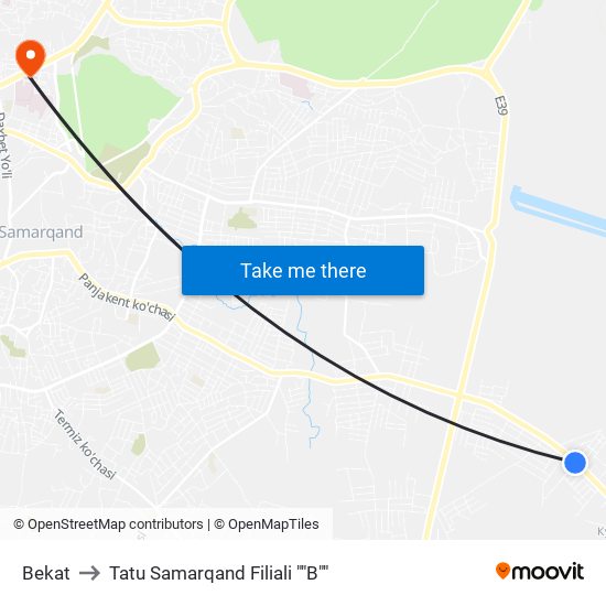 Bekat to Tatu Samarqand Filiali ""B"" map