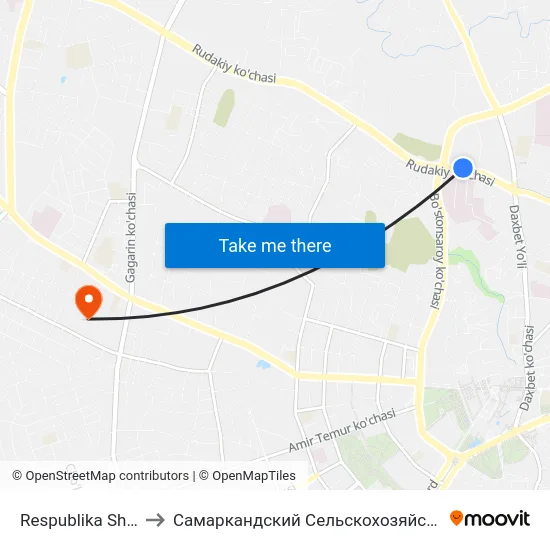Respublika Shifoxonasi to Самаркандский Сельскохозяйственный Институт map