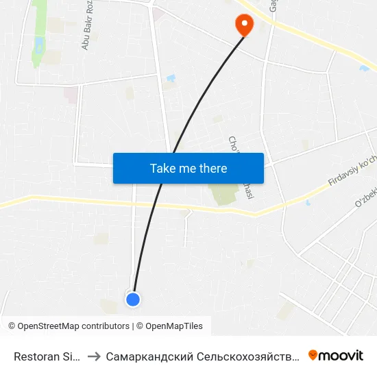 Restoran Siyavush to Самаркандский Сельскохозяйственный Институт map