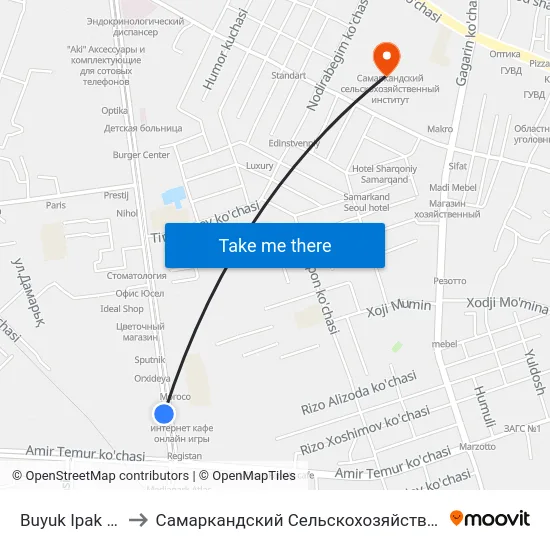 Buyuk Ipak Yuli, 67 to Самаркандский Сельскохозяйственный Институт map