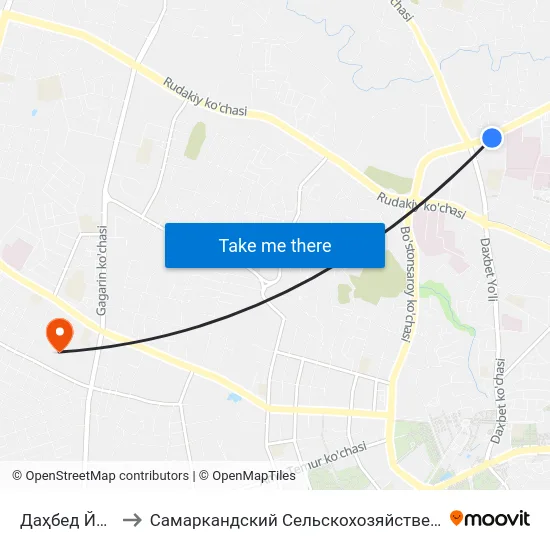 Даҳбед Йўли, 18 to Самаркандский Сельскохозяйственный Институт map