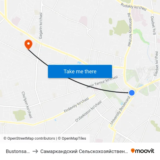 Bustonsaroy, 1 to Самаркандский Сельскохозяйственный Институт map