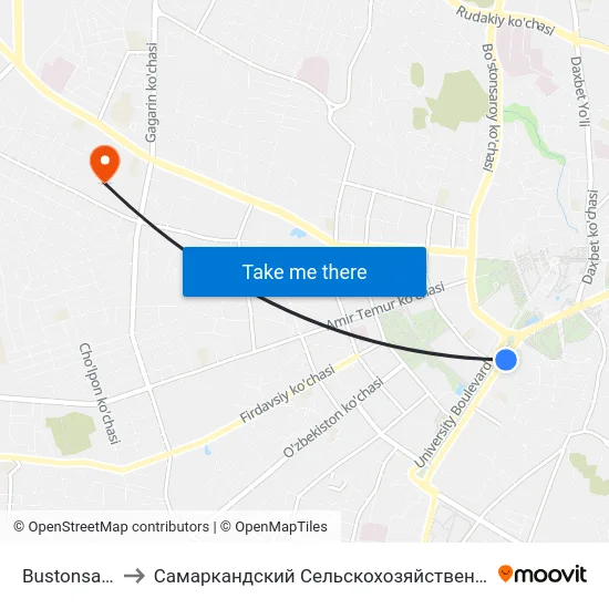 Bustonsaroy, 1 to Самаркандский Сельскохозяйственный Институт map