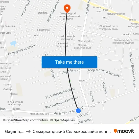 Gagarin, 192 to Самаркандский Сельскохозяйственный Институт map