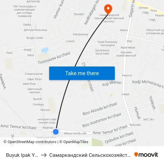 Buyuk Ipak Yuli, 131b to Самаркандский Сельскохозяйственный Институт map