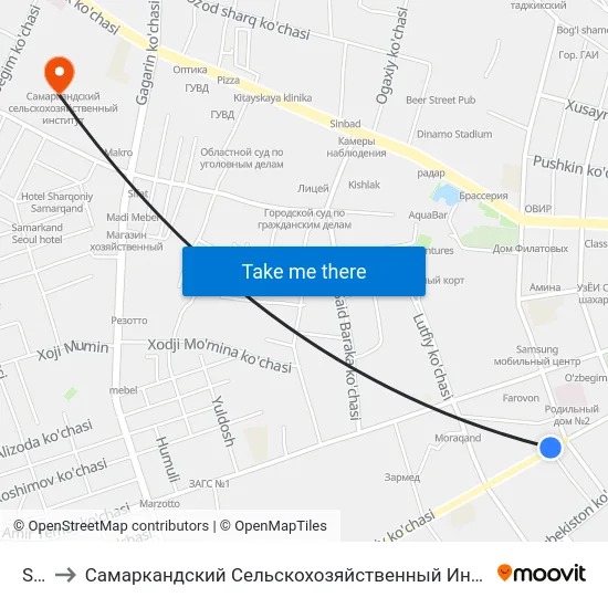 Stv to Самаркандский Сельскохозяйственный Институт map