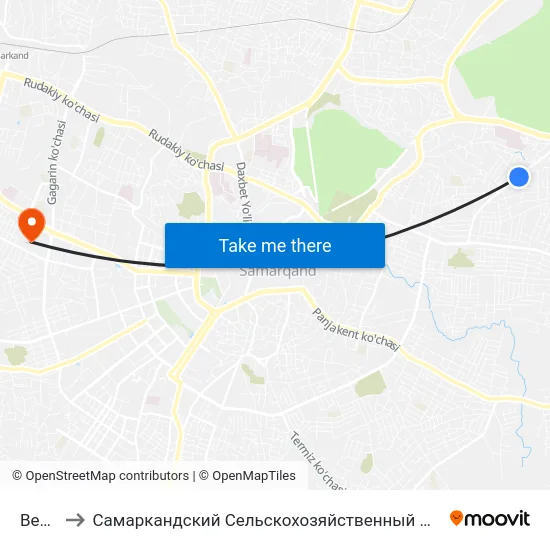 Bekat to Самаркандский Сельскохозяйственный Институт map