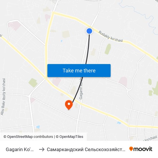 Gagarin Ko'Chasi, 17 to Самаркандский Сельскохозяйственный Институт map