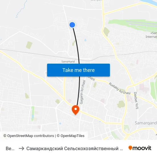 Bekat to Самаркандский Сельскохозяйственный Институт map
