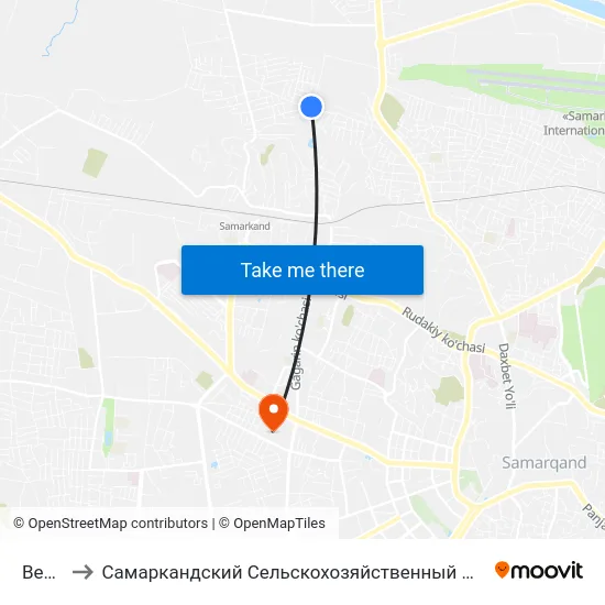 Bekat to Самаркандский Сельскохозяйственный Институт map