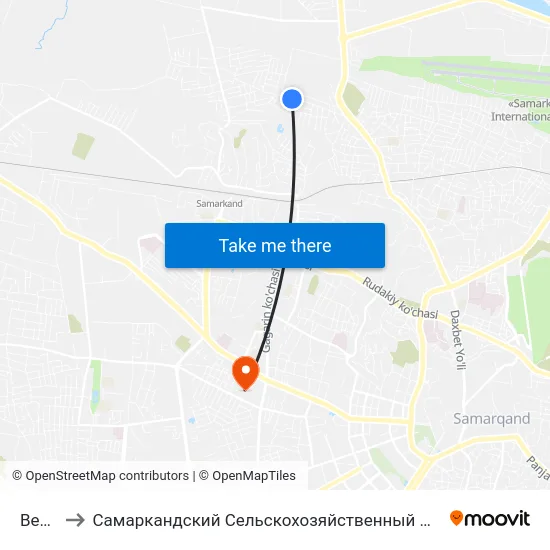 Bekat to Самаркандский Сельскохозяйственный Институт map