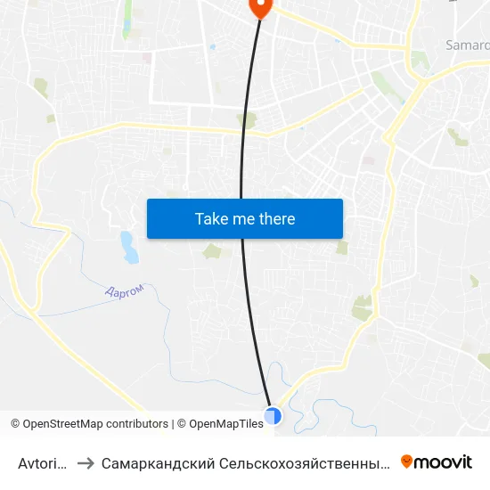 Avtorinok to Самаркандский Сельскохозяйственный Институт map