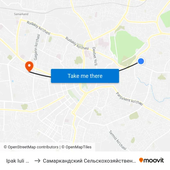 Ipak Iuli Bozori to Самаркандский Сельскохозяйственный Институт map