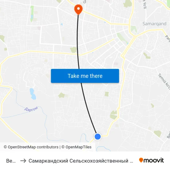 Bekat to Самаркандский Сельскохозяйственный Институт map