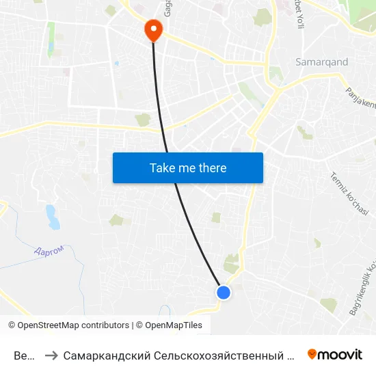 Bekat to Самаркандский Сельскохозяйственный Институт map