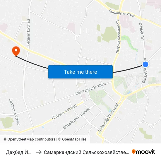 Даҳбед Йўли, 97 to Самаркандский Сельскохозяйственный Институт map