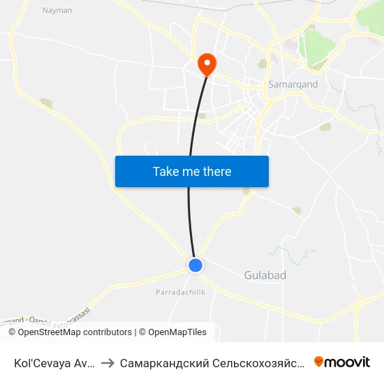 Kol'Cevaya Avtodoroga to Самаркандский Сельскохозяйственный Институт map