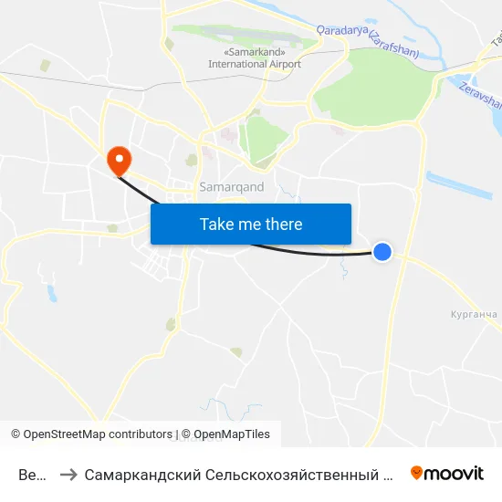 Bekat to Самаркандский Сельскохозяйственный Институт map