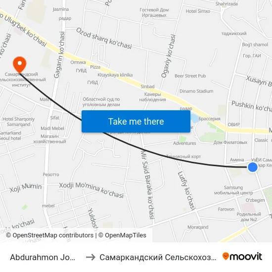 Abdurahmon Jomiy Ko'Chasi, 45 to Самаркандский Сельскохозяйственный Институт map