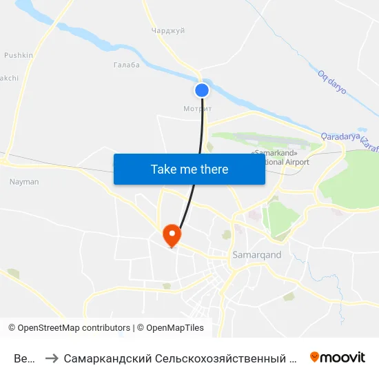 Bekat to Самаркандский Сельскохозяйственный Институт map