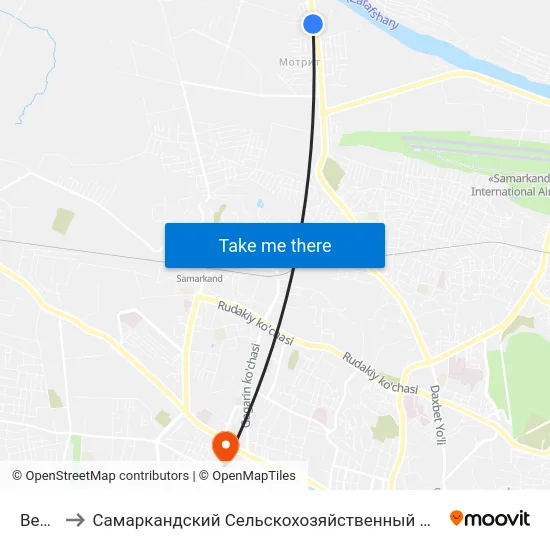 Bekat to Самаркандский Сельскохозяйственный Институт map