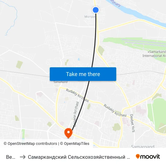 Bekat to Самаркандский Сельскохозяйственный Институт map