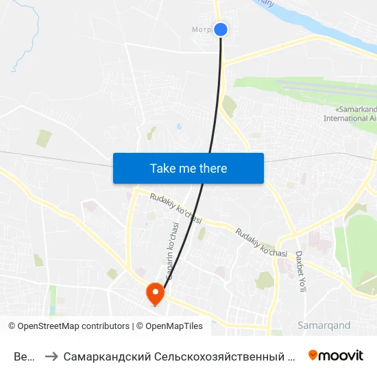 Bekat to Самаркандский Сельскохозяйственный Институт map