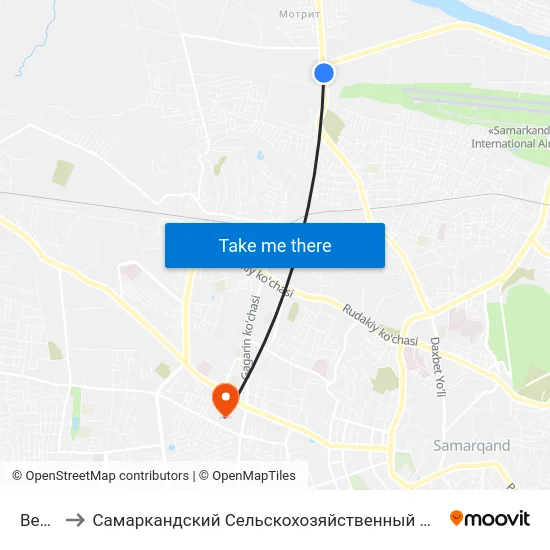 Bekat to Самаркандский Сельскохозяйственный Институт map