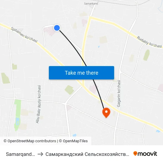 Samarqand Kolleji to Самаркандский Сельскохозяйственный Институт map