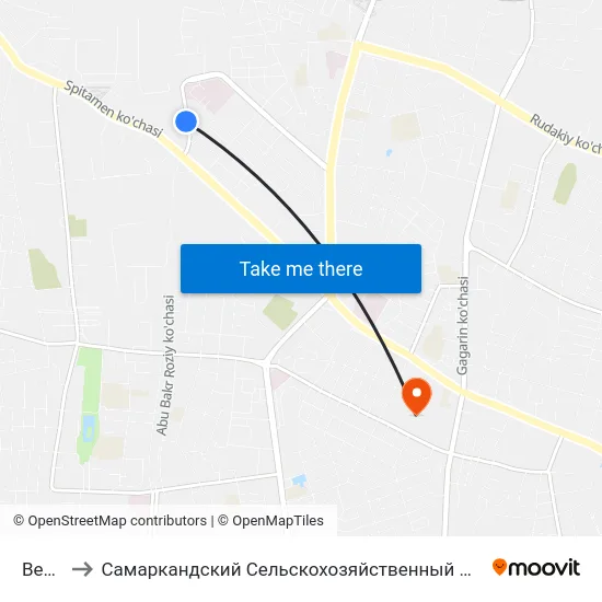 Bekat to Самаркандский Сельскохозяйственный Институт map