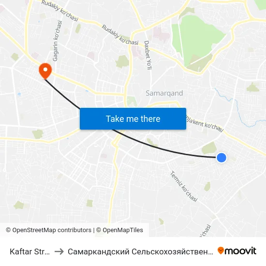 Kaftar Street, 2 to Самаркандский Сельскохозяйственный Институт map