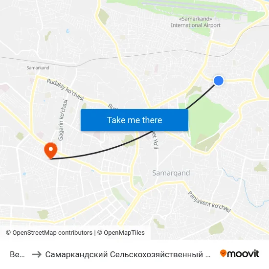 Bekat to Самаркандский Сельскохозяйственный Институт map