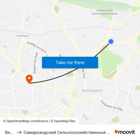 Bekat to Самаркандский Сельскохозяйственный Институт map