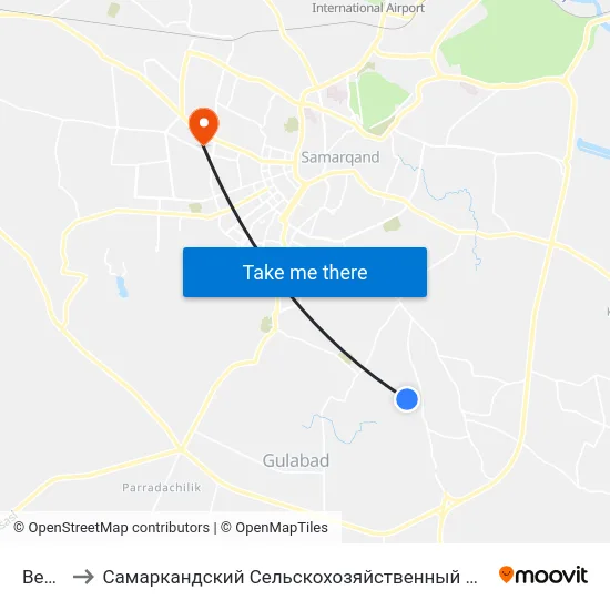 Bekat to Самаркандский Сельскохозяйственный Институт map