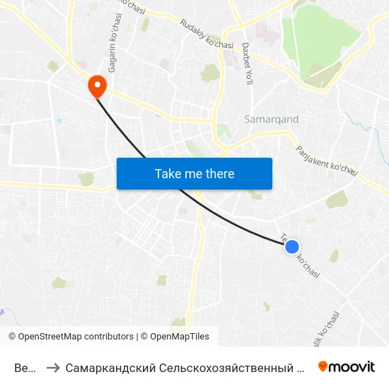 Bekat to Самаркандский Сельскохозяйственный Институт map