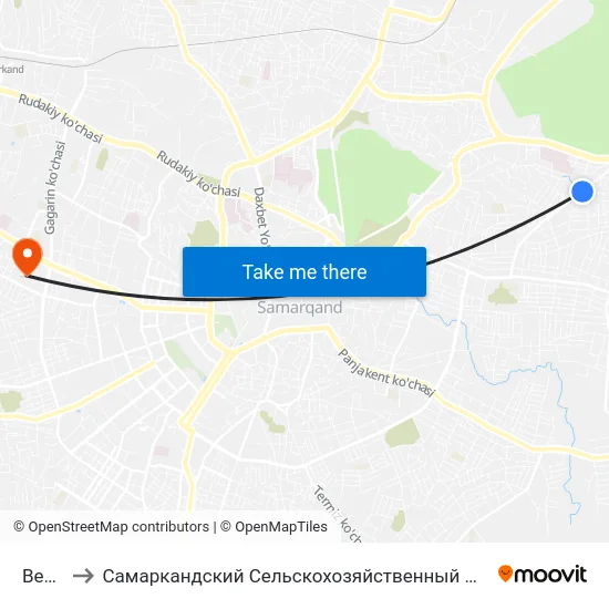 Bekat to Самаркандский Сельскохозяйственный Институт map