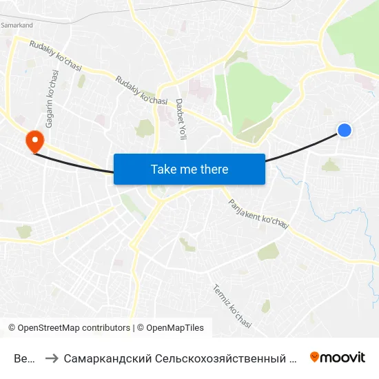 Bekat to Самаркандский Сельскохозяйственный Институт map
