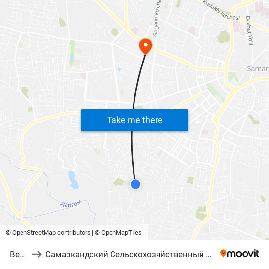 Bekat to Самаркандский Сельскохозяйственный Институт map