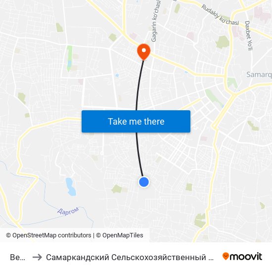 Bekat to Самаркандский Сельскохозяйственный Институт map