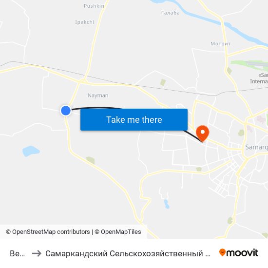 Bekat to Самаркандский Сельскохозяйственный Институт map