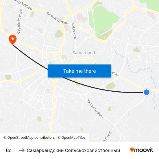 Bekat to Самаркандский Сельскохозяйственный Институт map