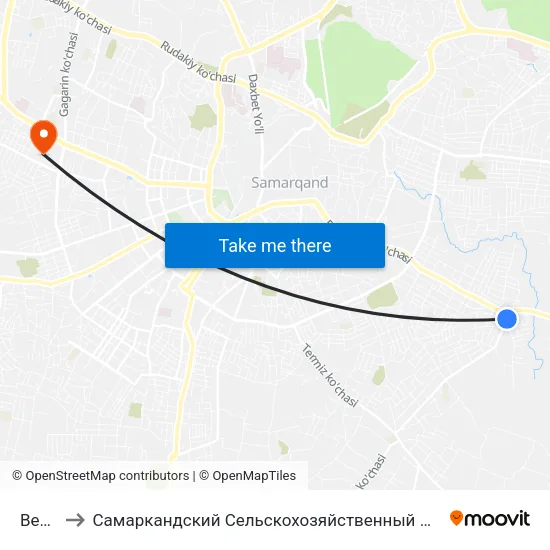 Bekat to Самаркандский Сельскохозяйственный Институт map