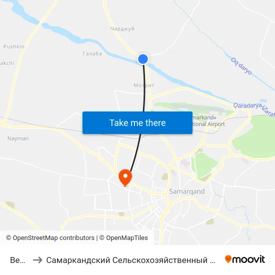 Bekat to Самаркандский Сельскохозяйственный Институт map